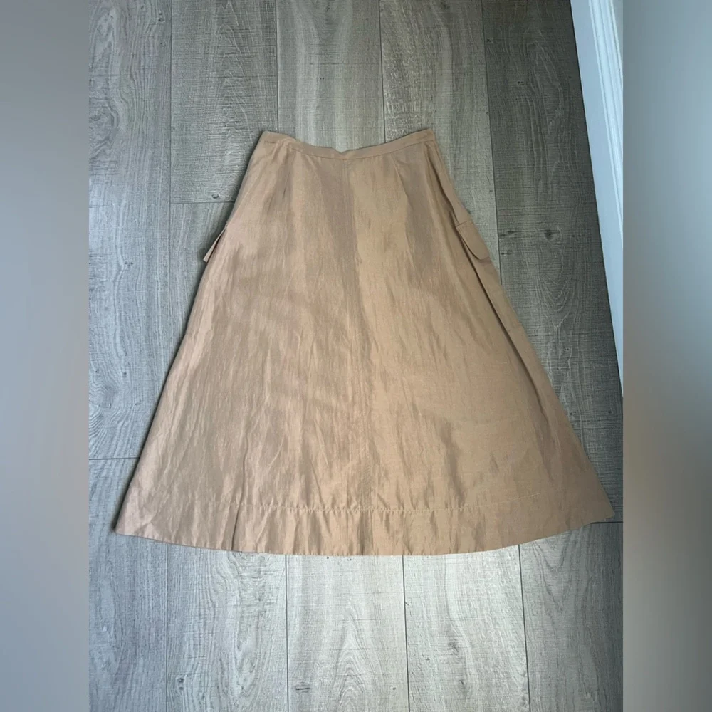 Vince Women’s Linen Blend Utility Button-Down Midi Skirt Size 10 - Picture 12 of 12